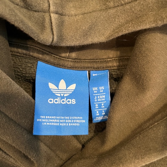 Men’s ADIDAS velvet logo dark green hooded sweatshirt hoodie size Medium - Picture 4 of 7